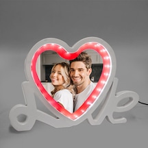 Led Işıklı Love Fotoğraflı Sihirli Ayna Kişiye Özel Beyaz