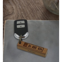 Kişiye Özel Plakalı Subaru Logolu Ahşap Dikdörtgen Bar Anahtarlık