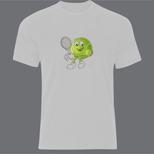 Tennis Baskılı Unisex Tshirt Beyaz