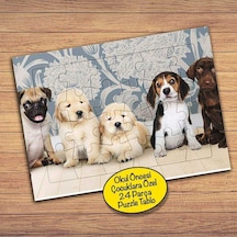 Sevimli Köpek Arkadaşlar Çocuklara Özel Puzzle Yapboz Tablo-64839