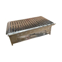 Paslanmaz Kömürlü Mangal 35 X 60 Cm Paslanmaz Izgaralı Masaüstü Çekmeceli Gri