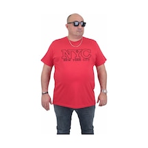 Moc Grande Mocgrande Erkek Büyük Beden Sıfır Yaka Tişört Nyc 24133 Kırmızı-Kırmızı