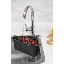 Vantuzlu Üçgen Lavabo Süzgeci Mutfak Evye Köşe Süzgeci Siyah Siyah