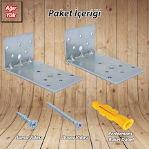 Deprem Mobilya Dolap Sabitleme Aparatı Seti 60x50x100mm- Ağır Yük L Demir Gönye Köşebent