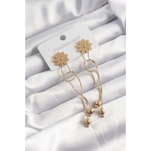 Zarif Kadın İçin Golden Çelik Düğüm Papatya Küpe Gri