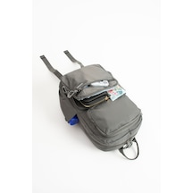 Özer-6032 Sanmorris Unisex Suya Dayanıklı Paraşüt Kumaş 5 Bölmeli Laptop Bölmeli Seyahat Ve Okul Çantası Gri - Koyu Gri