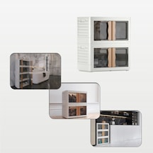 Hi-box 2'li Katlanabilir Istiflenebilir Çok Amaçlı Eşya Dolabı Krem