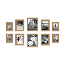 10'lu Kırılmaz Camlı Fotoğraf Çerçevesi Seti, İki 20,32x25,4 Cm, Dört 12,7x17,8 Cm Ve Dört 10,16x15,24 Cm Çerçeve İle Galeri Duvar Çerçevesi Seti İmza Koleksiyonu Koyu Meşe