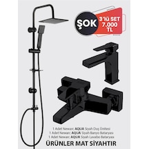 Newarc Aqua 3'Lü Takım Mat Siyah Mat - Siyah