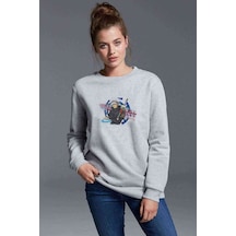 Anime One Piece Death Baskılı Gri Kadın Sweatshirt