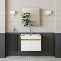 Roomart '' Lavabolu '' Atlantik-beyaz Mat Mdf 65 Cm Banyo Dolabı Atlantik Çam - Beyaz