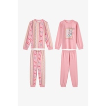 Penti Kız Çocuk Pembe Snailmail Cuties Pamuklu Uzun Kollu 2li Pijama Takımı