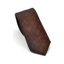 Gaffy Bej Kırcıllı Desenli Koyu Kahverengi Dokuma Kumaş Mendilli Slim Fit Kravat // Sdk-2501-6 Koyu Kahverengi