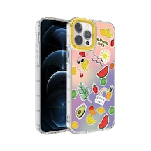 Apple Uyumlu iPhone 14 Pro Max Kamera Korumalı Renkli Desenli Sert Silikon Zore Korn Kapak