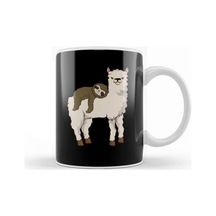 Sloth Riding Llama Adorable Fluffy Lama & Sloth Kupa Bardak Porselen Karışık