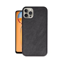 iPhone Uyumlu 14 Pro Max Kılıf Aras Deri Kapak - Siyah Çokrenkli