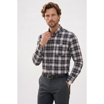 Tudors Erkek Regular Fit Klasik Kesim Düğmeli Yaka Küçük Kareli Pamuklu Gömlek-50446 Çok Renkli