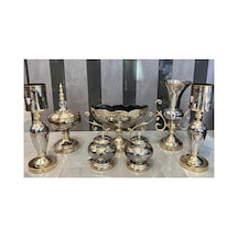 7 Parça Cam Salon Seti Konsol Takımı Kod2372 Altın