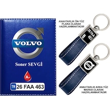 Plakanıza Özel Volvo Logolu Lacivert Ruhsat Kabı Ve Anahtarlık