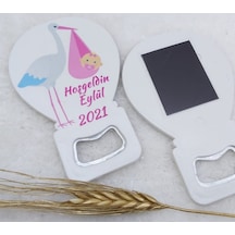 Leylek Baskılı Kız Bebek Balon Açacak Magnet 11x7 Cm Uv 30 Adet