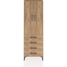 Arges Dolap Tek Raflı 4 Çekmeceli Tek Askılı 60x30x182 Çam-çam Çam