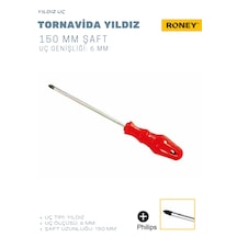 Yıldız Tornavida 6x150, 6 Mm Uç Ölçüsü Ve 150 Mm Şaft Uzunluğu Yıldız Başlı