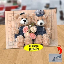 Sevimli Çiçekli Ayıcıklar 99 Parça Puzzle Yapboz Tablo-1357-275
