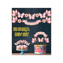 32 Parça Kelebek Temalı Altın Işıltılı Özel Günler İçin Süs Banner Pasta Kürdanı Cupcake Kürdanı Kokteyl Kürdan Söz Nişan Doğum Günü Kokteyl Davet Ve Sunum Pasta Süsü Süsleme Kalın Kağıt