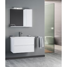 Orka Düden 80 Cm Mdf Çekmeceli Beyaz Banyo Dolabı Takımı Beyaz