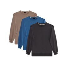 Tudors Erkek 3'lü Koyu Gri-taş-mavi Relax Fit Rahat Kesim %100 Pamuk 2 İplik Bisiklet Yaka Sweatshirt-41697 Çok Renkli