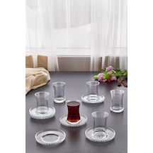 12 Parça Çay Bardağı Seti Takımı -6 Kişilik Çay Bardak Seti - Çay Bardağı Ve Elysia Model Çay Tabağı
