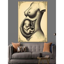 Ahşap Tablo Anne Karnı Fetal Gelişim Şehir Tabloları