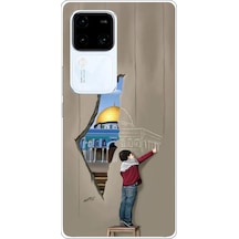 Vivo V30 Uyumlu Mescid-i Aksa Duvar Baskılı Silikon Kılıf Renkli