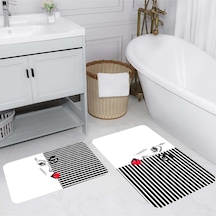 Rovigo Home Baskılı Kaymaz Taban 2 Li Banyo Paspas Takım Rvg5223-100X60-60X50 Çok Renkli