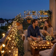 50 Metre Gün Işığı Led Dekoratif Aydınlatma Işığı - Dış Mekan Ve İç Mekan Uyumlu, Bahçe, Balkon Teras Parti Süsleme Led Zincir Işık Gün Işığı - Sarı