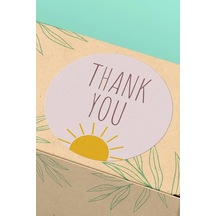 90 Adet Thank You Teşekkür Etiketi Lila Güneş Desenli 3x3cm St2024 Çok Renkli