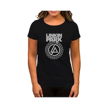 Linkin Park Logo ve Star Siyah Kadın Tişört Siyah