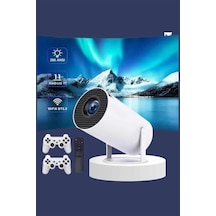 Mey İthalat Projeksiyon Cihazı Video Oyun Konsolu Projektör Taşınabilir Ayaklı Çift Kollu 4k Çözünürlüklü
