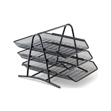Üç Katlı Metal Evrak Rafı Siyah