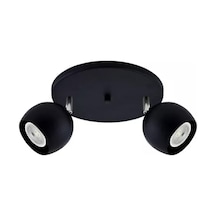 Mylights İkili Led Spot Led Avize Hareketli Başlık Panasonıc Ampullu Gun Işığı Ampullu Siyah