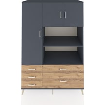 Kronos Dolap 7 Raflı 5 Çekmeceli 3 Kapaklı 132x59x195 Antrasit-antrasit/çam Antrasıt/atlas Çam