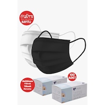 Melantis Medikal 3 Katlı Telli Meltblownlu Cerrahi Maske Beyaz + Siyah 2 x 50'li