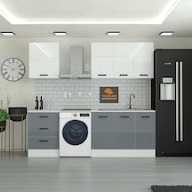 185 Cm Mutfak Dolabı Gri Mdf Kapak Tezgah Dahil Yrkn185 98 Gri