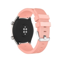 Watch 3 Kordon Kayış 22mm Spor Çizgili Silikon Metal Tokalı Delux Col8918-pembe
