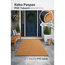 Pvc Tabanlı Kıl Koko Paspas - Kapı Önü Paspası - 60x120 Cm Açık Kahverengi