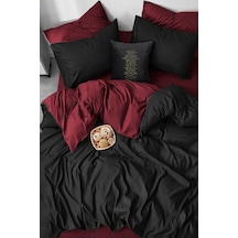 Bordo Siyah %100 Pamuk Çift Kişilik Nevresim Takımı Çarşaflı Yatak Örtüsü Olarak Da Kullanılır Çok Renkli