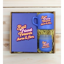 Bk Gift Kişiye Özel İsimli Dtf Best Friend Temalı Mavi Defter & Kahve Fincanı & Mum Hediye Seti-3, Arkadaşa Hediye, Doğum Günü Hediyesi Kobitmeyencom3