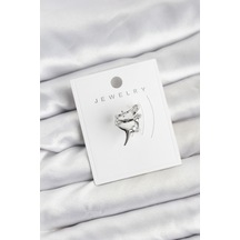 Gümüş Renk Pirinç Diken Model Kıkırdak Earcuff Küpe - Gümüş