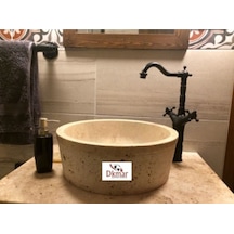 DkMar Traverten Dışı Tarama Leğen Lavabo Krem