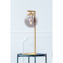 Linda Sarı Metal Gövde Füme Camlı Tasarım Lüx Masa Lambası